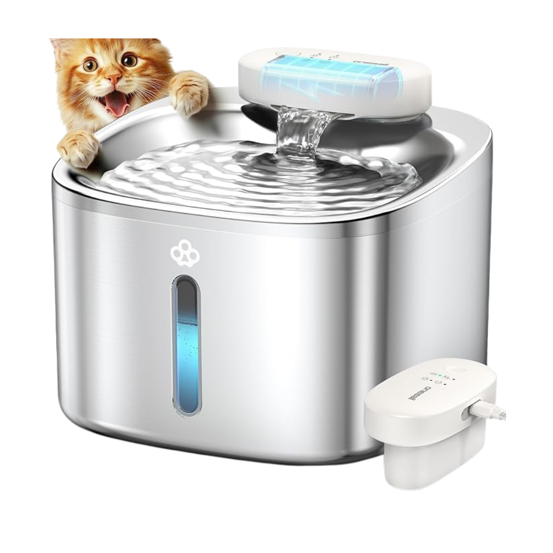 Oneisall PW04 3.5L Stainless Steel Rechargeable Wireless Cat Water Fountain