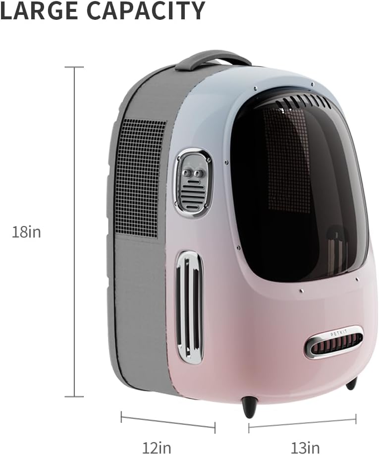 PETKIT Cat Backpack Carrier with Fan & Light | Airline Approved Pet Backpack Pink