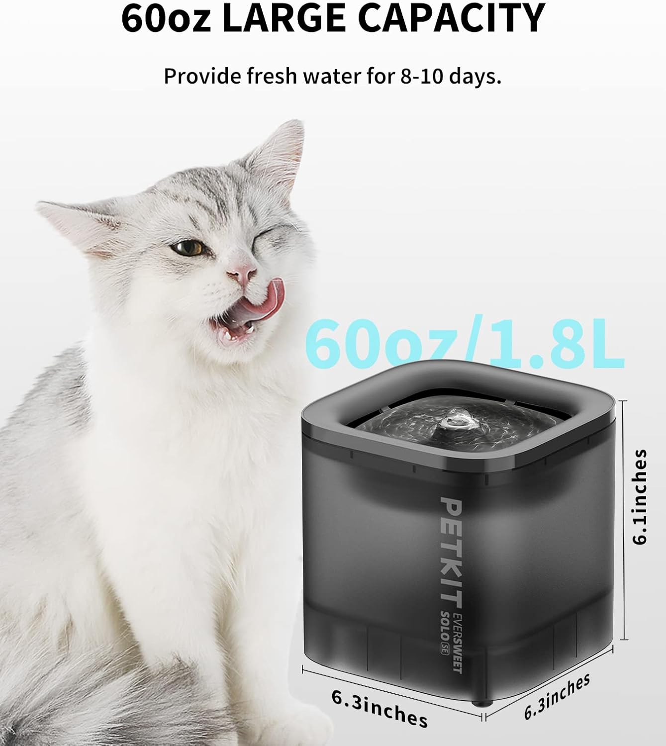 PETKIT SOLO SE Smart Pet Fountain 1.8L | Quiet Water Fountain for Cats & Dogs