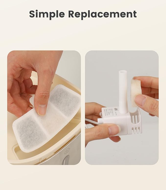 Oneisall PW04 Replacement Filters 6 Pack for 3.5L Wireless Cat Water Fountain