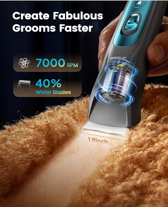 Oneisall FC10 4 In 1 Dog Clippers & Paw Trimmer Grooming Kit with LED Light and Nail Grinder