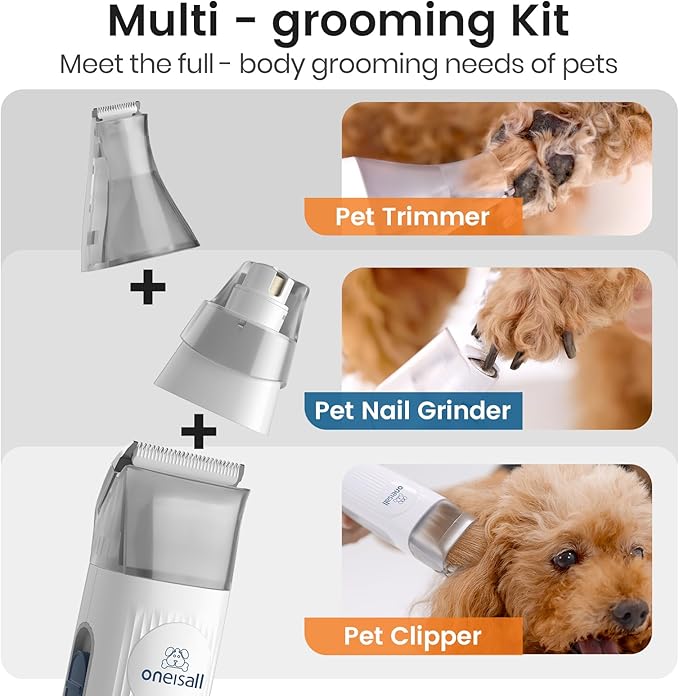 Oneisall LM2 Dog Clippers with Vacuum Cleaner 7-in-1 Pet Grooming Kit 12000Pa