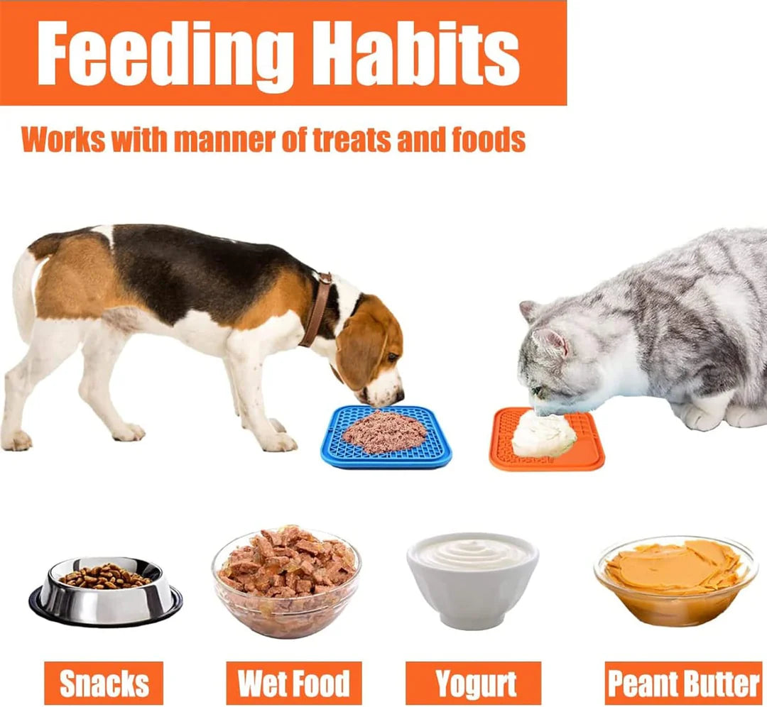 Dog Lick Pad – 2PCS Slow Feeder Treat Mat with Suction for Bathing, Grooming & Training