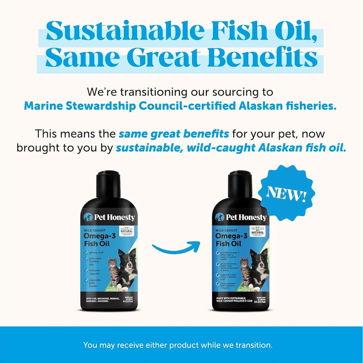 Pet Honesty Omega-3 Fish Oil for Dogs & Cats 32oz Joint & Heart Support