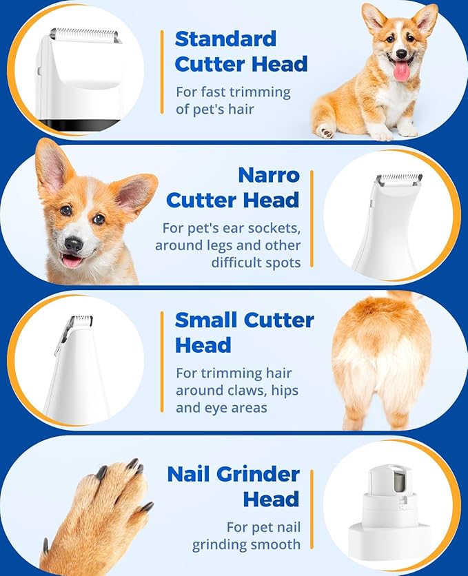 Oneisall N12 4 In 1 Quiet Dog & Cat Hair Clipper Cordless Rechargeable Grooming Kit