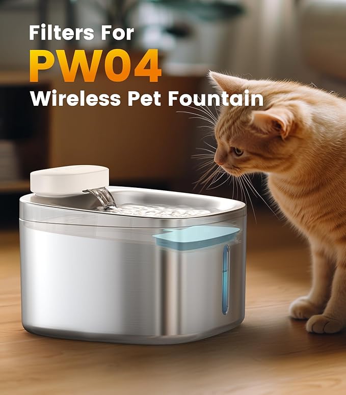 Oneisall PW04 Replacement Filters 6 Pack for 3.5L Wireless Cat Water Fountain