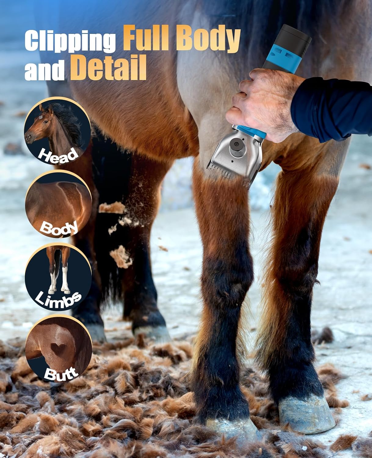 Oneisall 2601 Professional Horse Clippers Cordless Heavy Duty Horse Grooming Kit