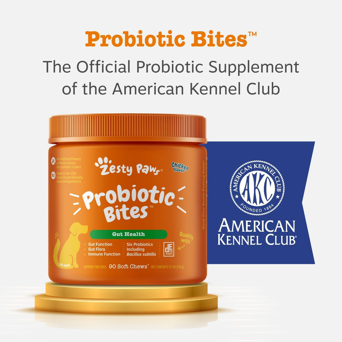 Zesty Paws Probiotic Bites pumpkin Flavor 90 count for Dogs Digestive & Gut Health