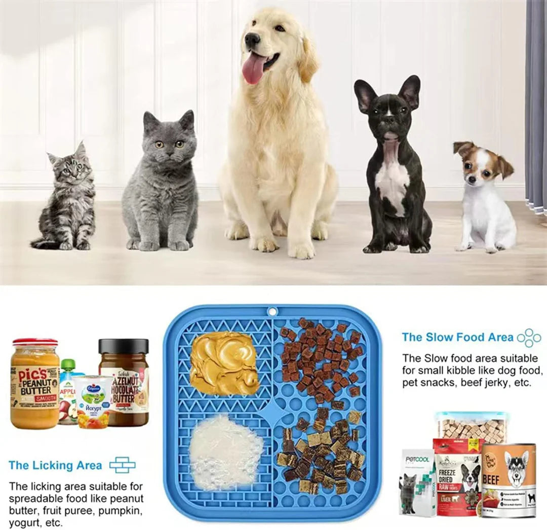 Dog Lick Pad – 2PCS Slow Feeder Treat Mat with Suction for Bathing, Grooming & Training
