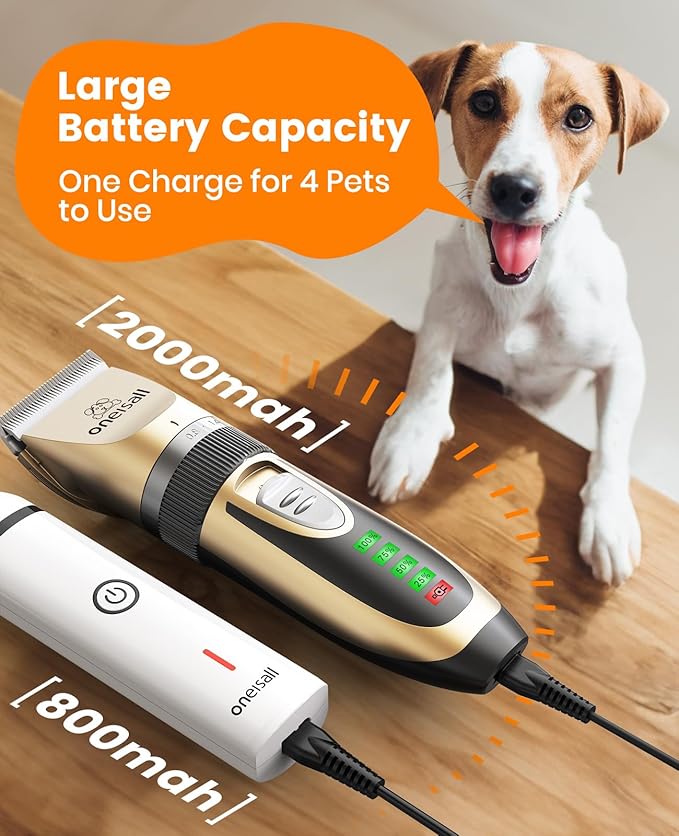 Oneisall N5 2 In 1 Dog Clippers & Paw Trimmer Kit Cordless Pet Grooming Clippers