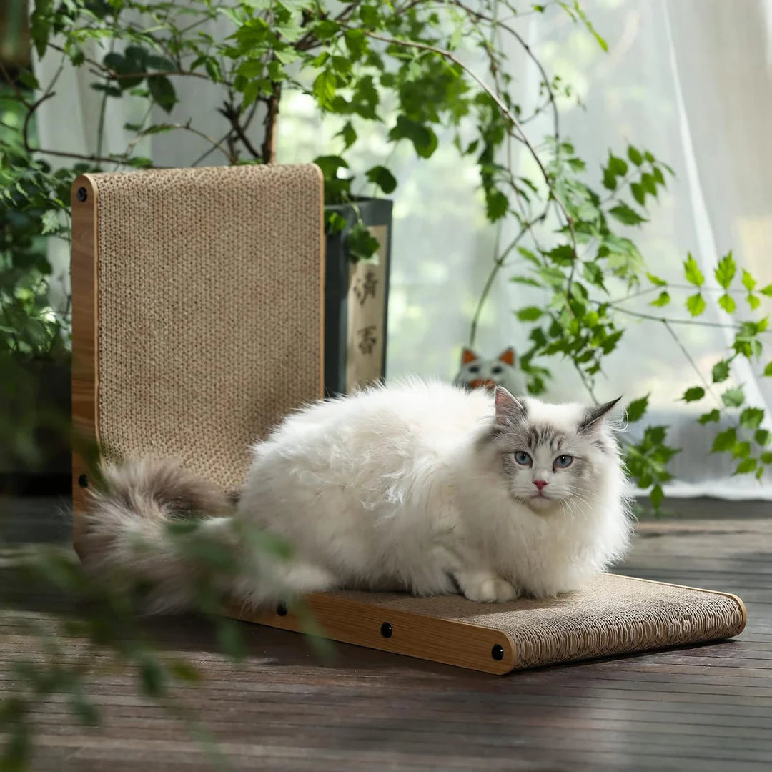 L-Shaped Wall Mounted Cat Scratcher with Ball Toy 26.8 Inch