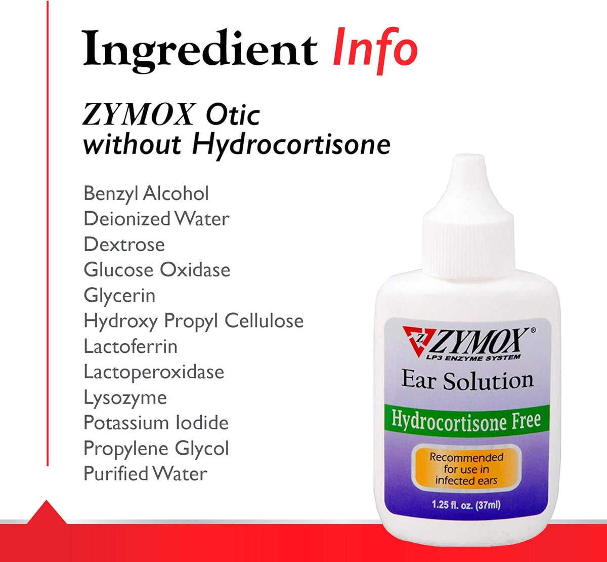 ZYMOX Otic Enzymatic Ear Solution 1.25oz for Dogs & Cats, Infection & Yeast Relief