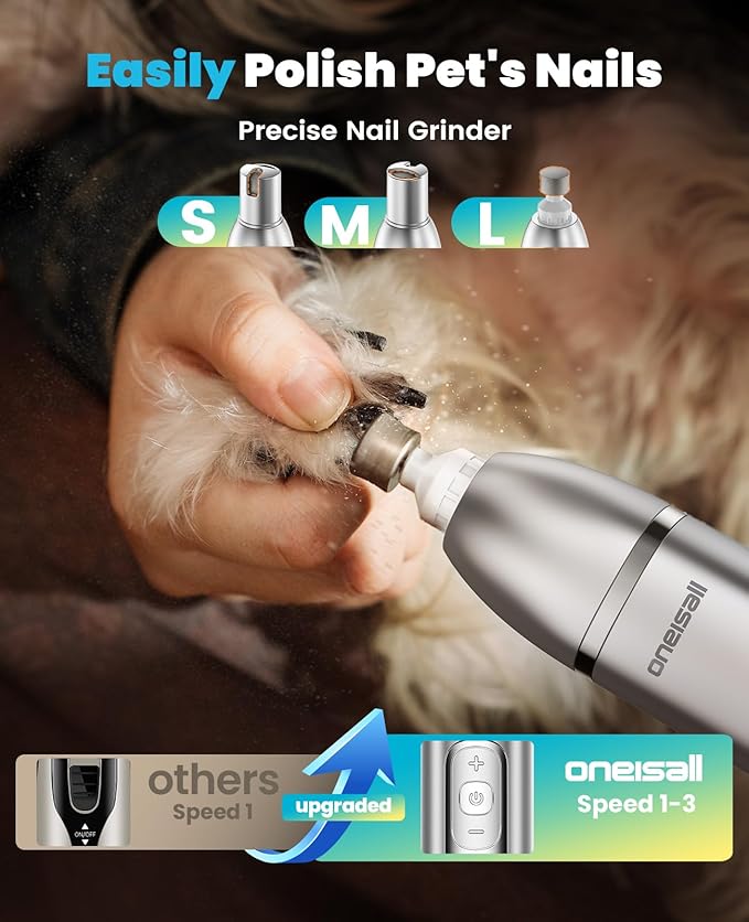 Oneisall FC08 4 In 1 Dog & Cat Clipper Set IPX7 Waterproof Grooming Kit with Nail Grinder