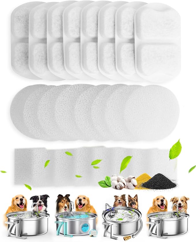 Oneisall PWF-002 Replacement Filters 8 Pack for 7L Stainless Steel Dog Water Fountain