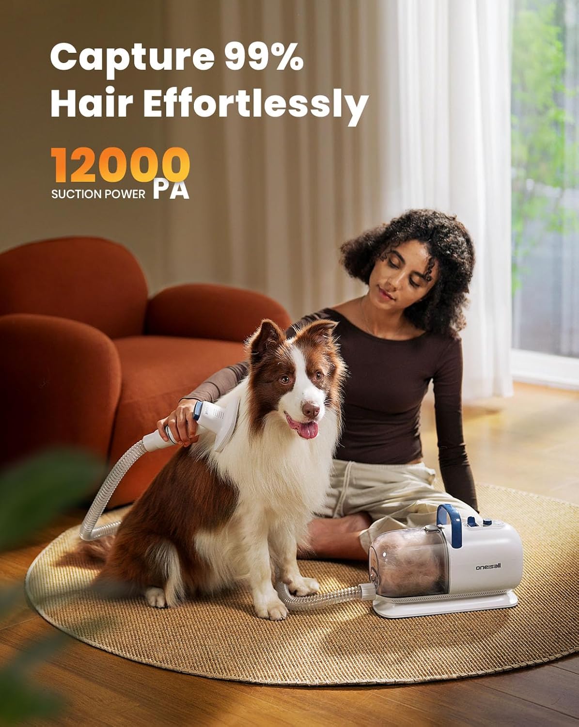 Oneisall BM1 Dog Vacuum & Dryer 8-in-1 Grooming Kit with Pet Clippers