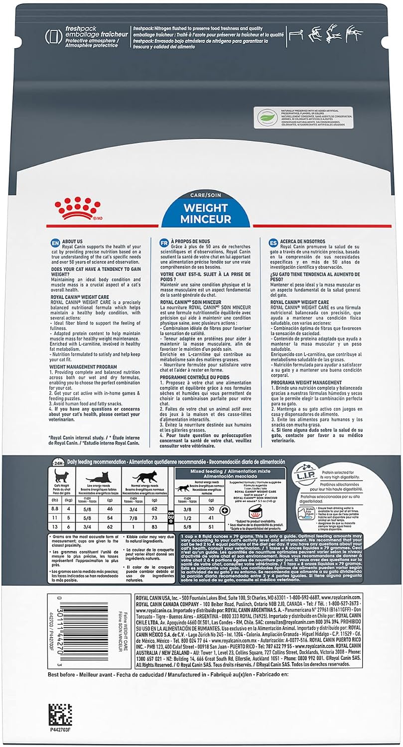 Royal Canin Feline "Weight Care Adult Dry Cat Food with L-Carnitine" 6lb