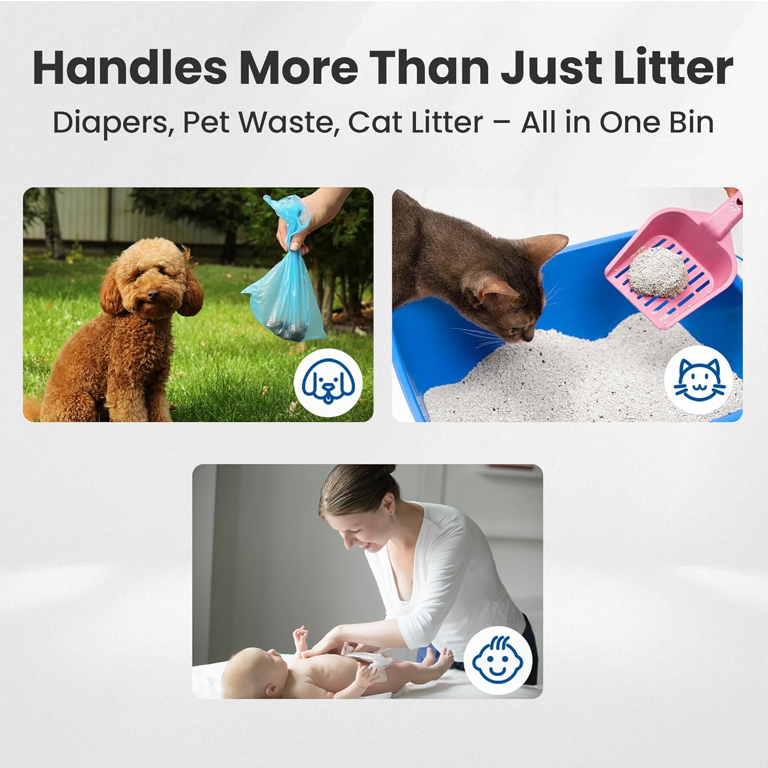 Neakasa PooGuard Cat Litter Waste Receptacle 9.2L Odor Control Bin with Refill Bags