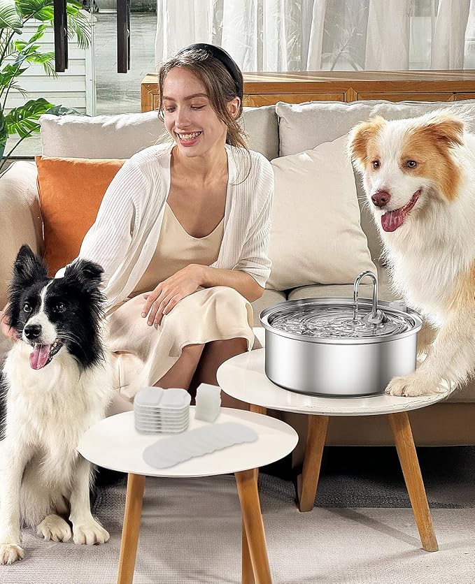 Oneisall PWF-002 Replacement Filters 8 Pack for 7L Stainless Steel Dog Water Fountain
