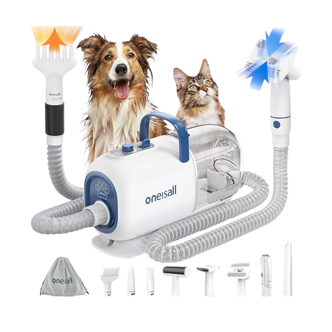 Oneisall BM1 Dog Vacuum & Dryer 8-in-1 Grooming Kit with Pet Clippers
