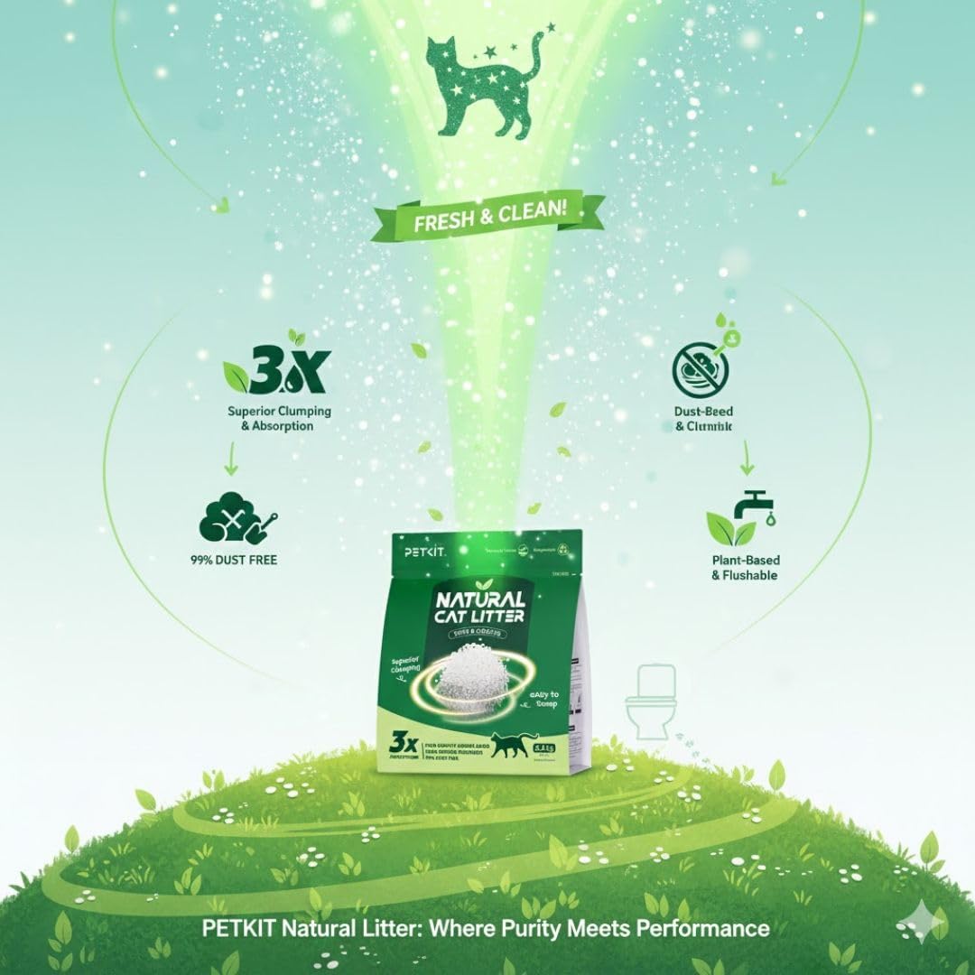 PETKIT Natural Cassava Flushable Dust-Free Plant-Based Clumping Litter 3.2 KG
