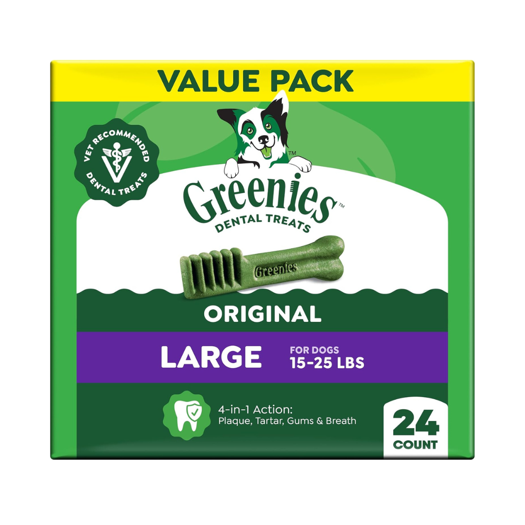 Greenies Original Natural Dental Chews for Large Dog Treats 36 oz 24 Count