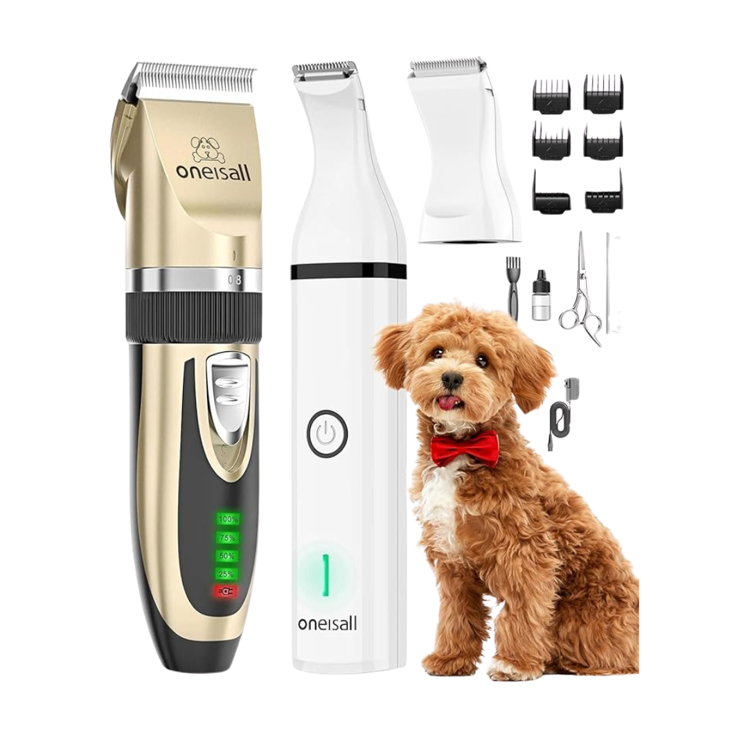 Oneisall N5 2 In 1 Dog Clippers & Paw Trimmer Kit Cordless Pet Grooming Clippers