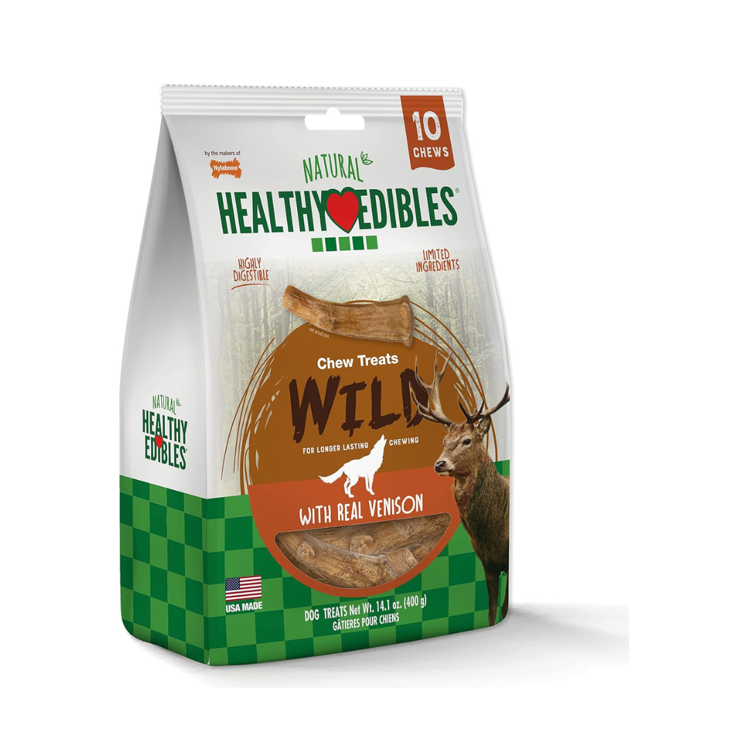 Nylabone Healthy Edibles Natural Venison Dog Treats Medium 10 Count