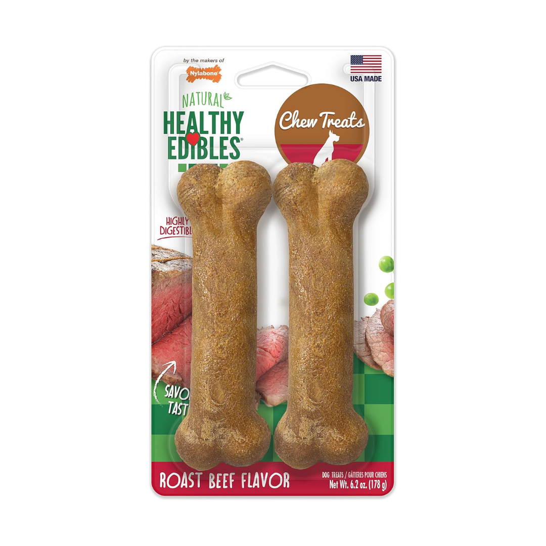 Nylabone Healthy Edibles Roast Beef Dog Chews Medium Wolf 2 Count