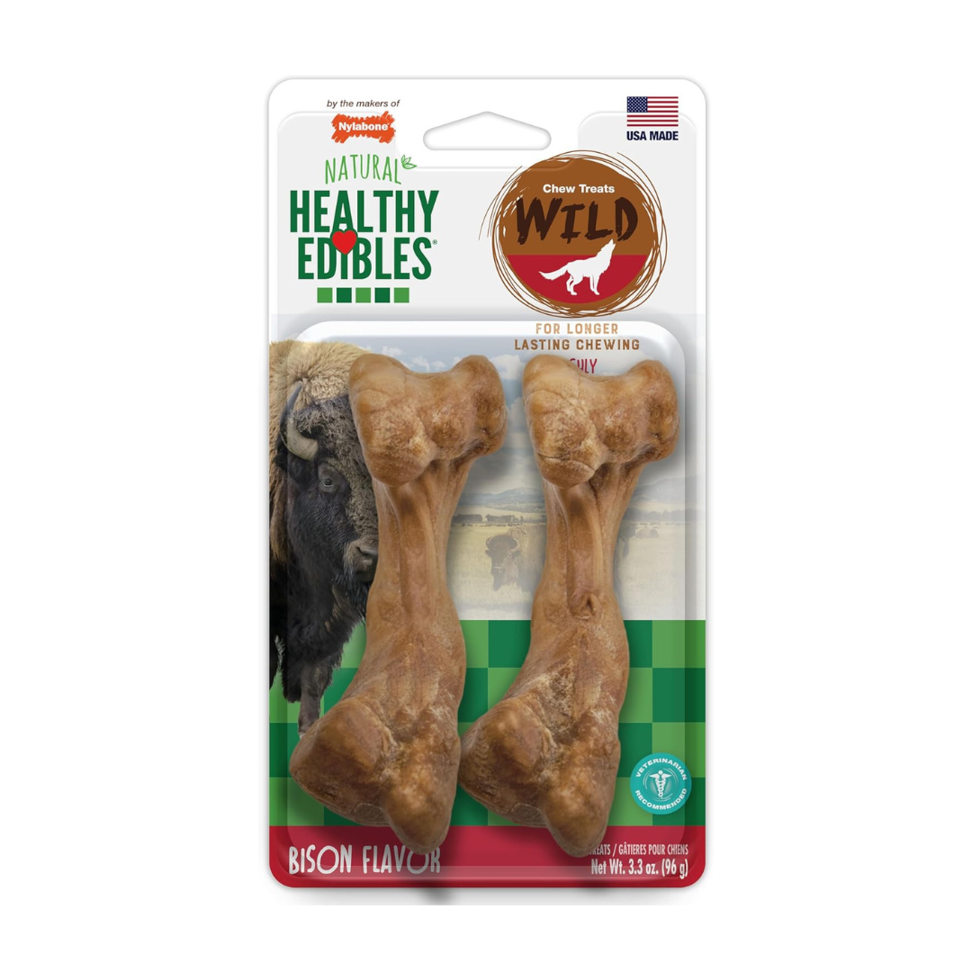 Nylabone Healthy Natural Edibles Wild Bison Dog Chews Medium 2 Count