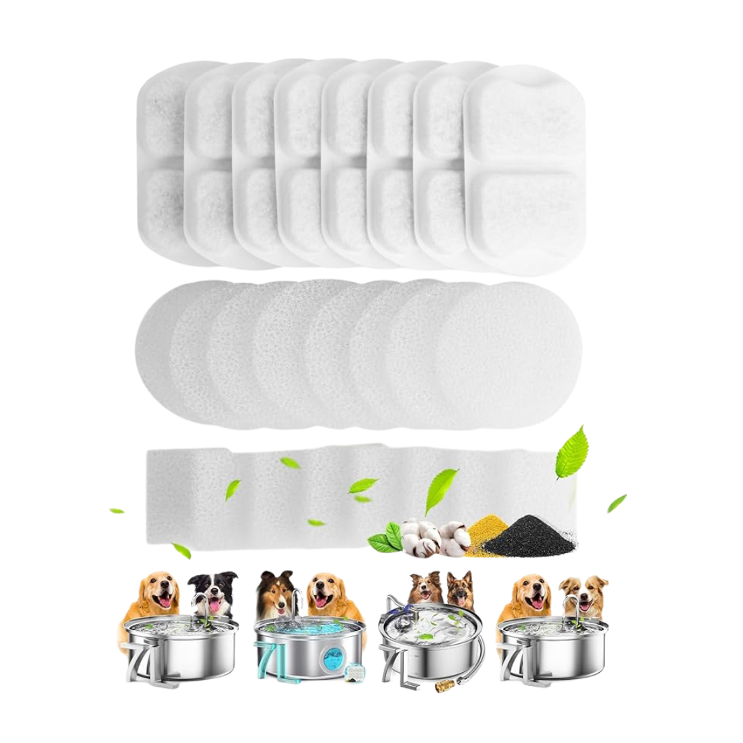 Oneisall PWF-002 Replacement Filters 8 Pack for 7L Stainless Steel Dog Water Fountain