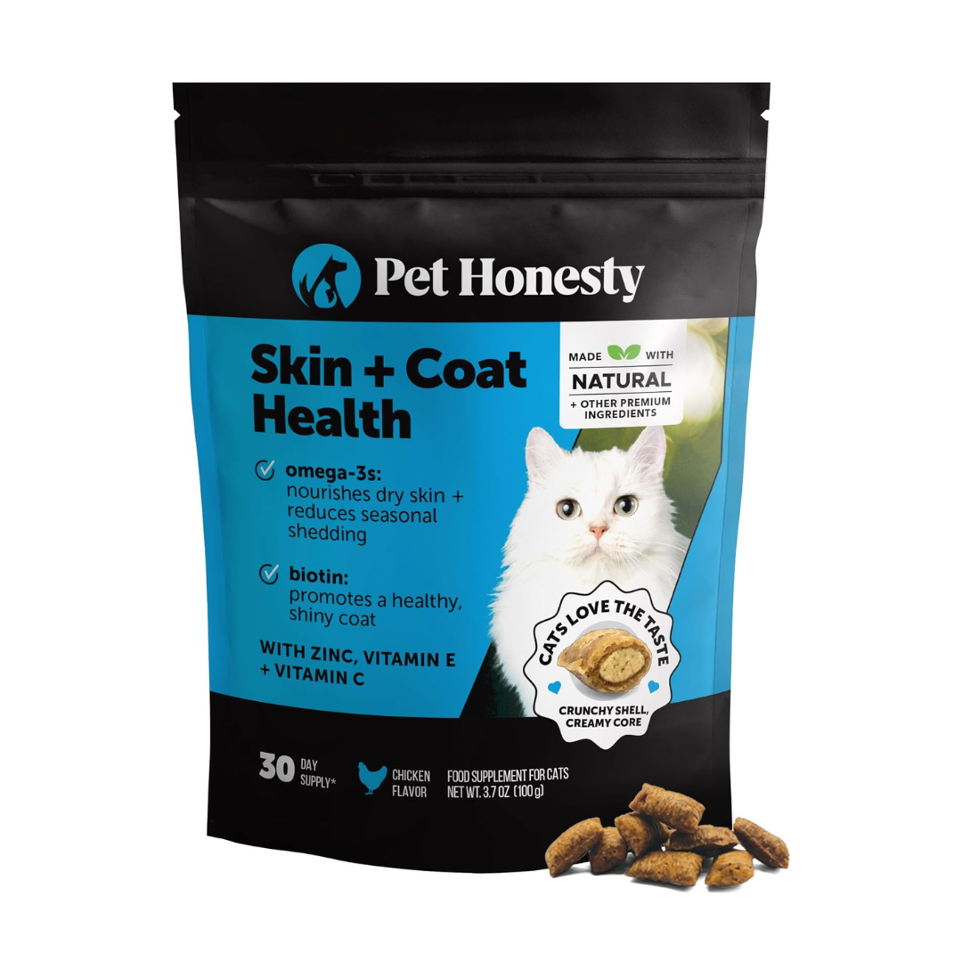 Pet Honesty Omega 3 Cat Skin & Coat Supplement Crunchy & Creamy Chews