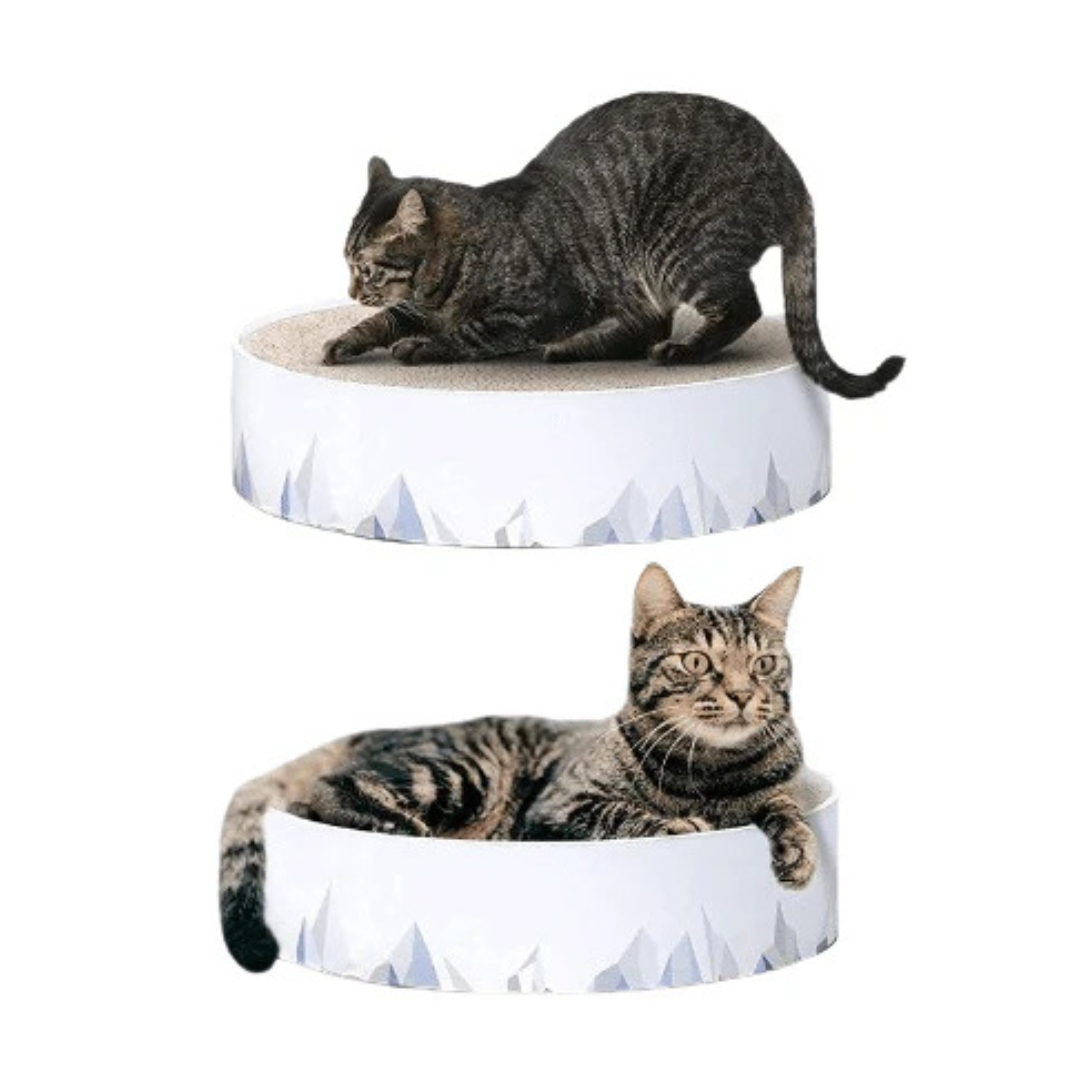 2in1 Round Cat Scratching Pad & Lounge Durable Cardboard Cat Scratcher Bed