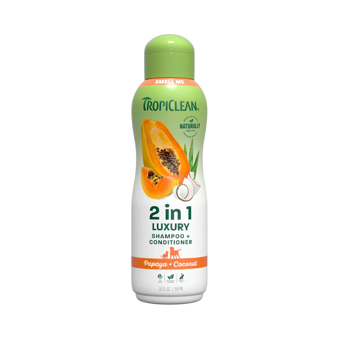 TropiClean Papaya & Coconut 2-in-1 Dog Shampoo & Conditioner 20 oz