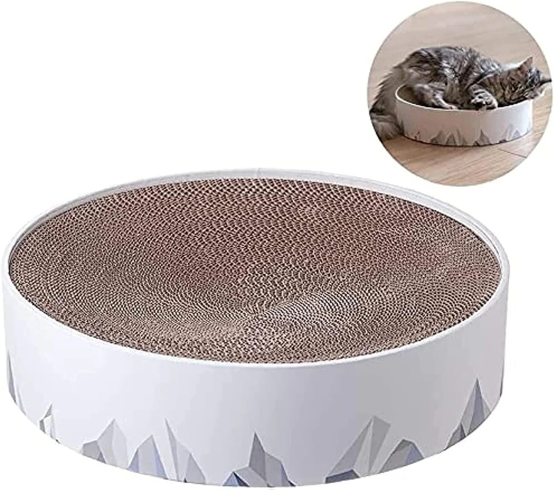 2in1 Round Cat Scratching Pad & Lounge Durable Cardboard Cat Scratcher Bed