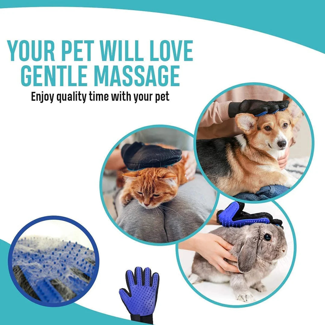 Pet Grooming Massage Hair Mitt Dirt Remover Brush Glove Left Hand