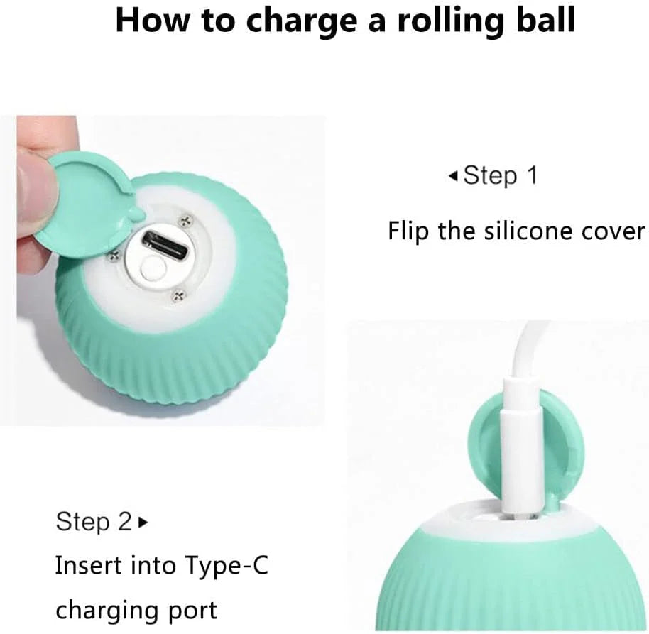 360° Rotating Interactive Cat Toy Ball with LED Lights