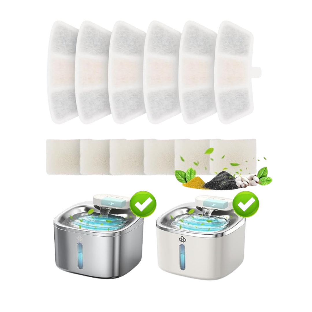 Oneisall PW04 Replacement Filters 6 Pack for 3.5L Wireless Cat Water Fountain