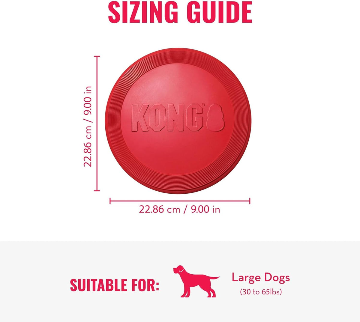 KONG Durable Natural Rubber Flying Disc Toy for Large Dogs