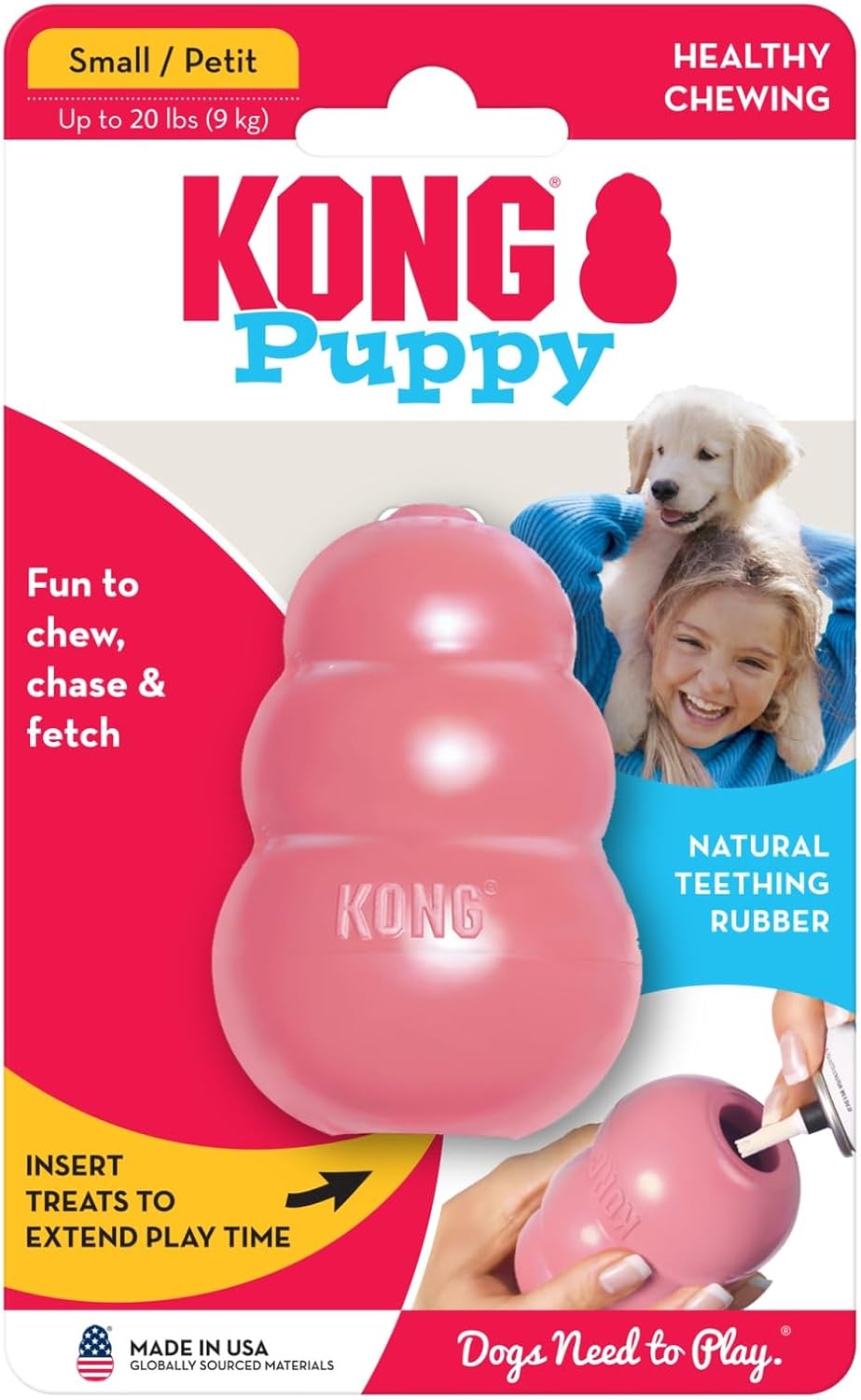 KONG Puppy Natural Rubber Teething Toy Small Pink