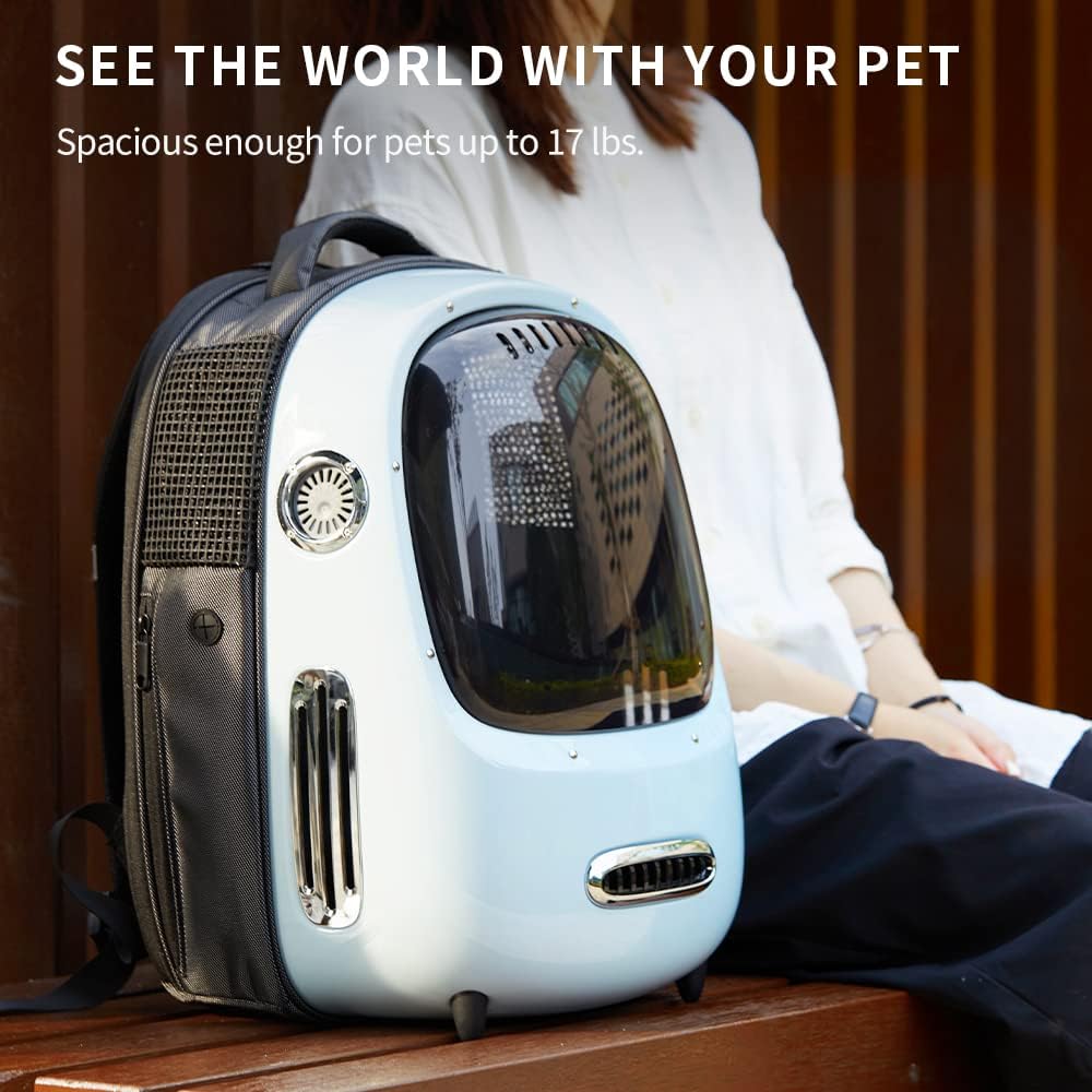 PETKIT Pet Backpack Carrier with Fan & Light | Airline Approved Cat Backpack Blue