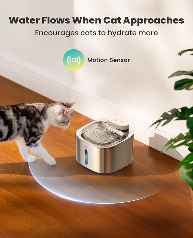 Oneisall PW04 3.5L Stainless Steel Rechargeable Wireless Cat Water Fountain