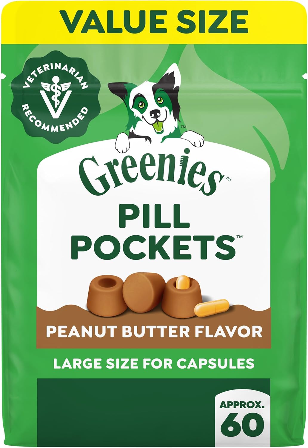 Greenies Pill Pockets for Dogs Capsule Size Peanut Butter 60 Count