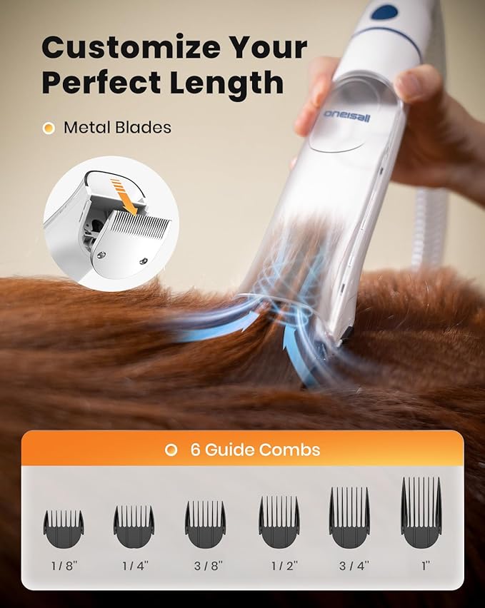 Oneisall BM1 Dog Vacuum & Dryer 8-in-1 Grooming Kit with Pet Clippers