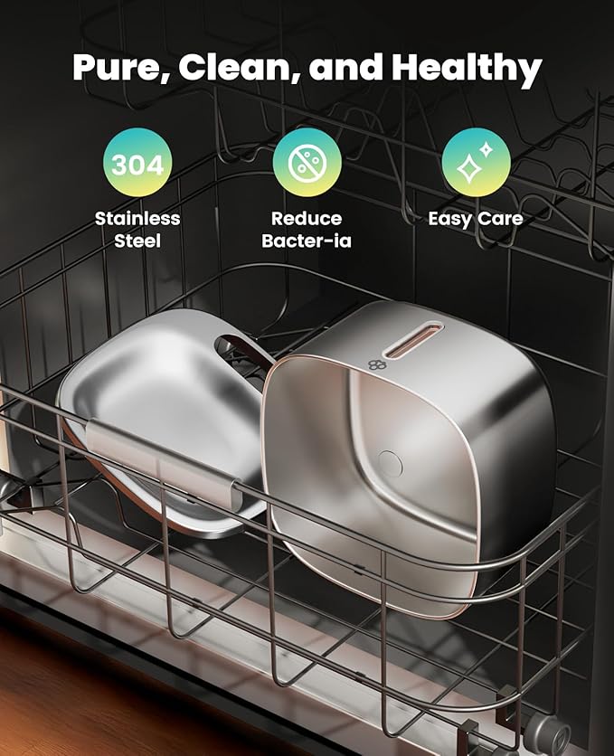 Oneisall PW04 3.5L Stainless Steel Rechargeable Wireless Cat Water Fountain