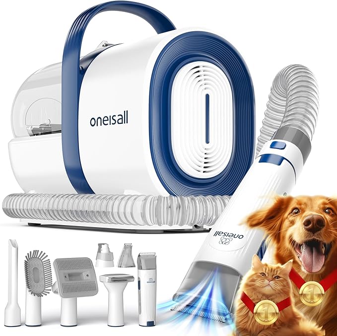 Oneisall LM2 Dog Clippers with Vacuum Cleaner 7-in-1 Pet Grooming Kit 12000Pa