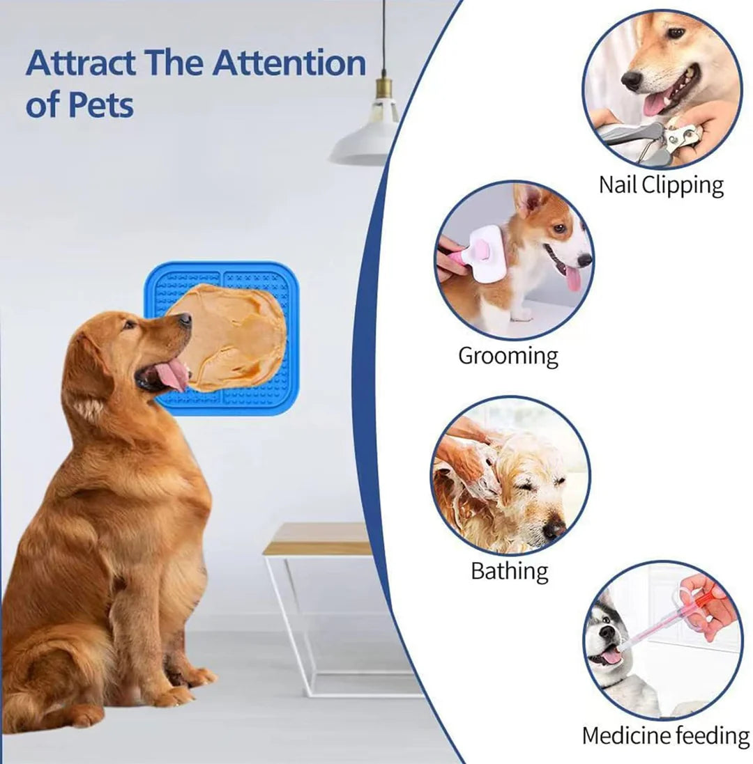 Dog Lick Pad – 2PCS Slow Feeder Treat Mat with Suction for Bathing, Grooming & Training