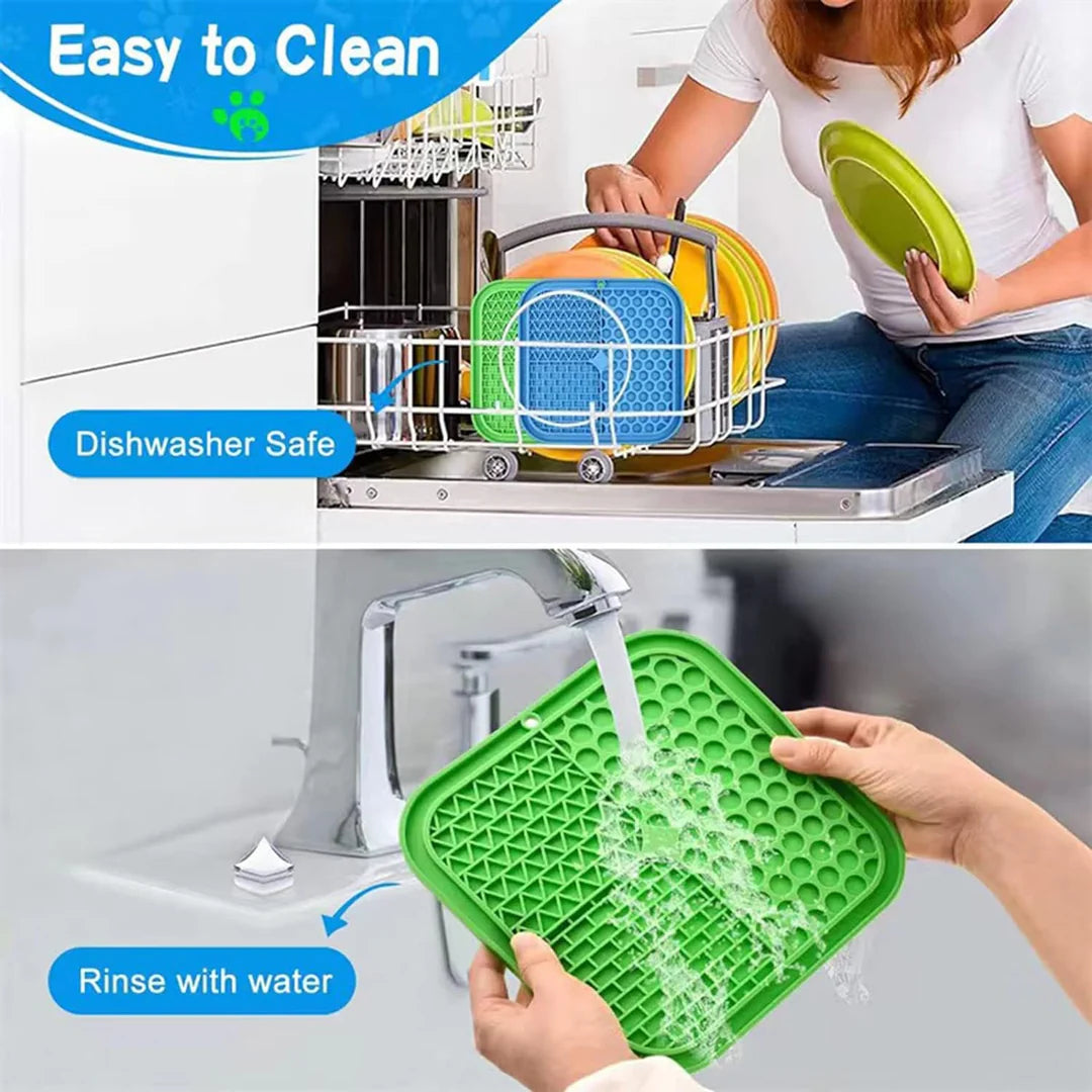 Dog Lick Pad – 2PCS Slow Feeder Treat Mat with Suction for Bathing, Grooming & Training