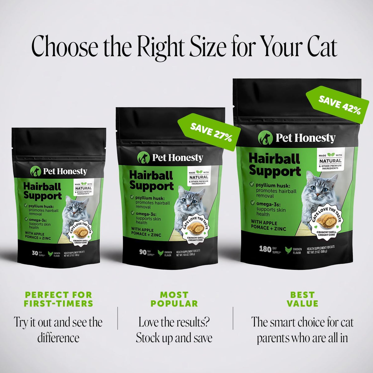 Pet Honesty Cat Hairball Support Chews | Hairball Control & Digestion