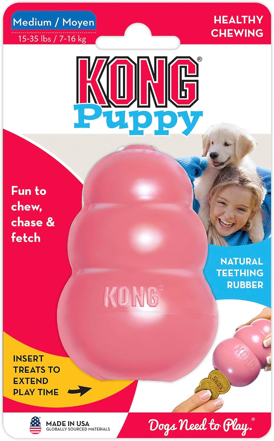 KONG Puppy Natural Rubber Teething Toy Small Pink
