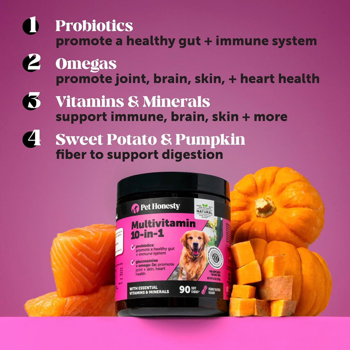 PetHonesty 10-in-1 Dog Multivitamin with Glucosamine, Omega Soft Chews